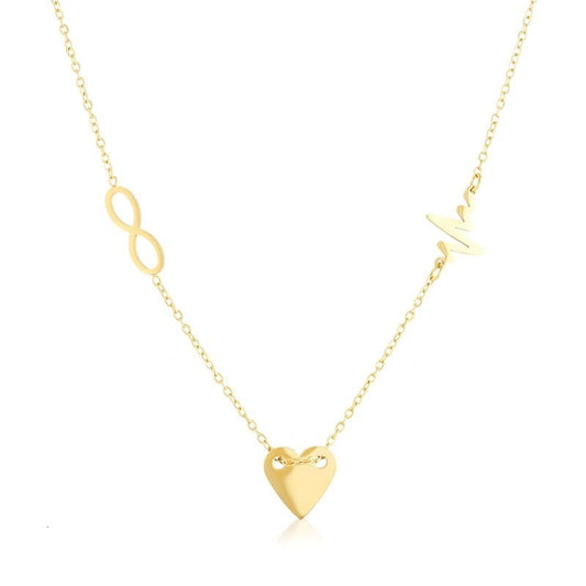 Naszyjnik Ze Stali Chirurgicznej Mesini Serce Znak Nieskończoności Linia Życia