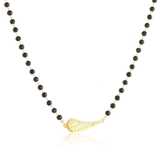 Naszyjnik Ze Stali Chirurgicznej Mesini Skrzydło Cyrkonie