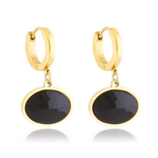 Kolczyki Ze Stali Chirurgicznej Mesini Czarny Kryształ