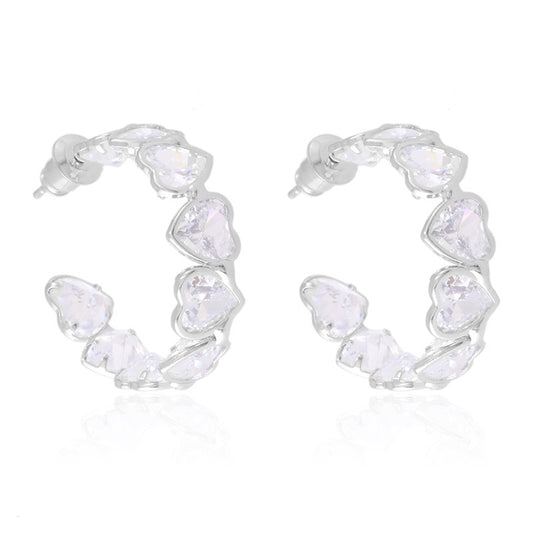 Kolczyki Ze Stali Chirurgicznej Srebrne Serduszka Cyrkonie