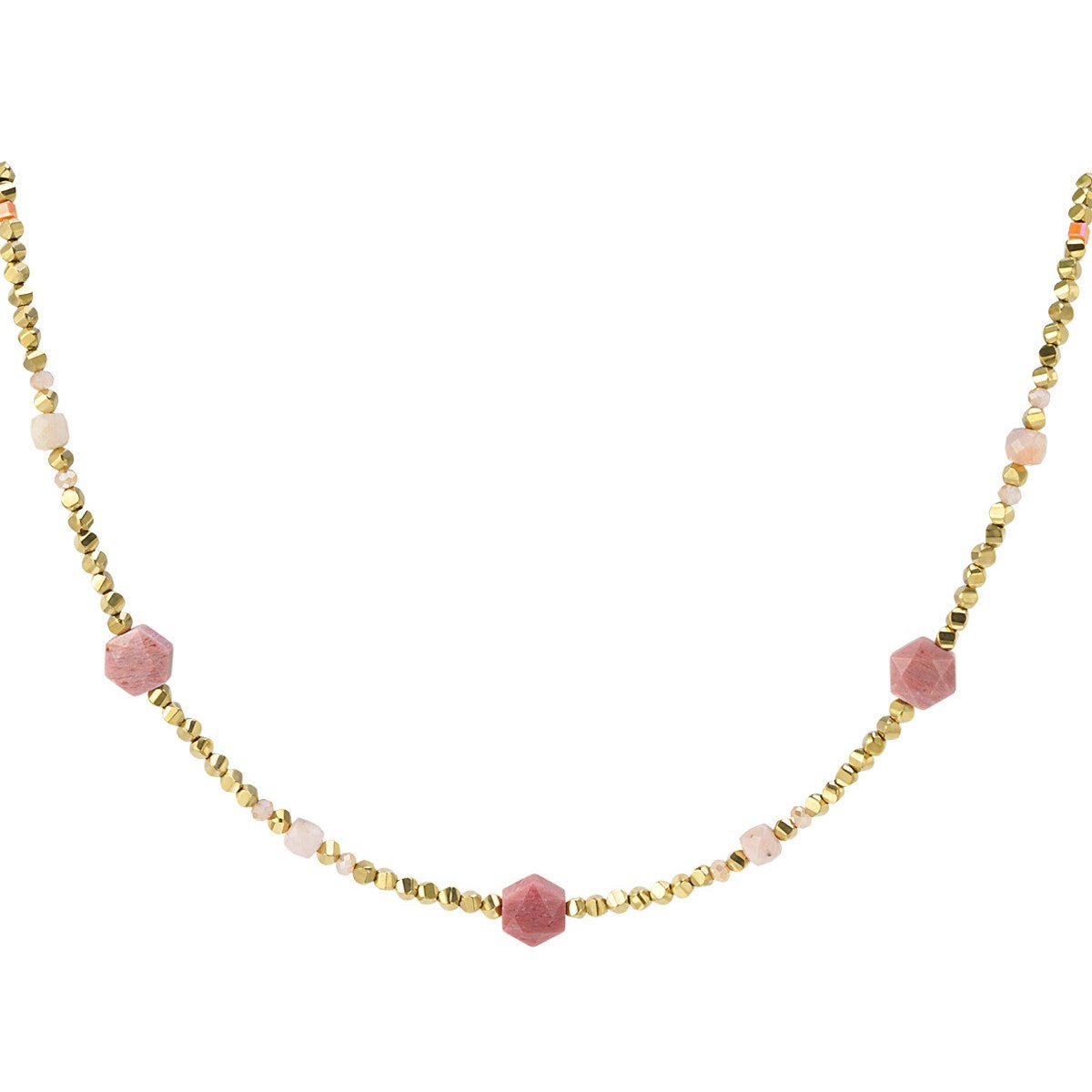 Naszyjnik Celebrytka Kamienie Naturalne Premium Mesini PINK