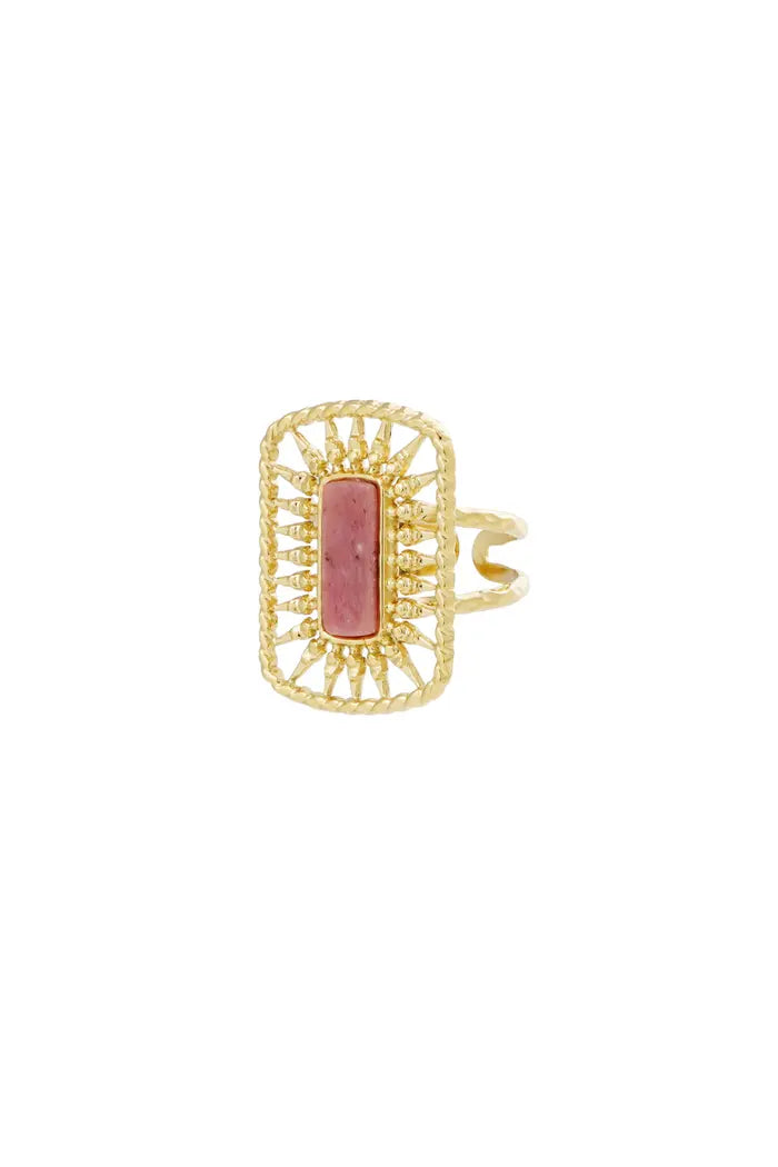 Pierścionek Ze Stali Chirurgicznej Mesini Premium LONG STONE PINK