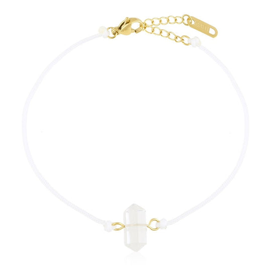 Bransoletka Mesini Ze Stali Chirurgicznej Rzemyk Mini Minerał Kryształ