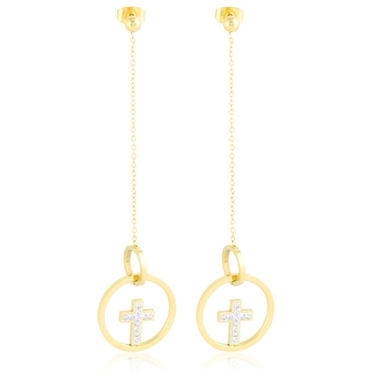 Złote Kolczyki Mesini Ze Stali Chirurgicznej Wiszące Srebrne Krzyże
