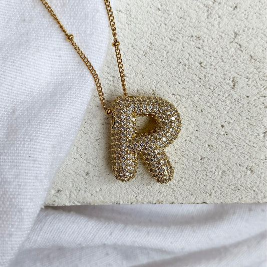 naszyjnik z literką R stal chirurgiczna Mesini