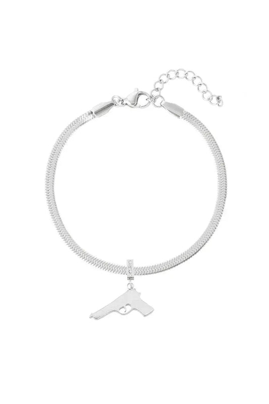 Zestaw Biżuterii Ze Stali Chirurgicznej Mesini Naszyjnik Bransoletka PISTOLE
