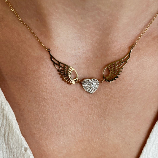 Naszyjnik Stal Chirurgiczna Mesini Skrzydła Cyrkonie