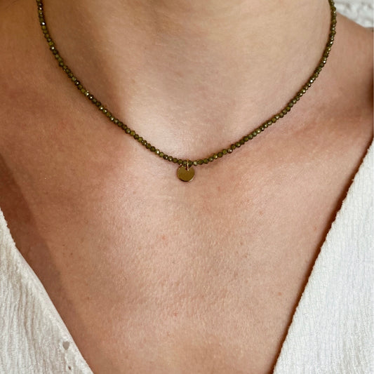 Naszyjnik Stal Chirurgiczna Mesini Koraliki Zielone