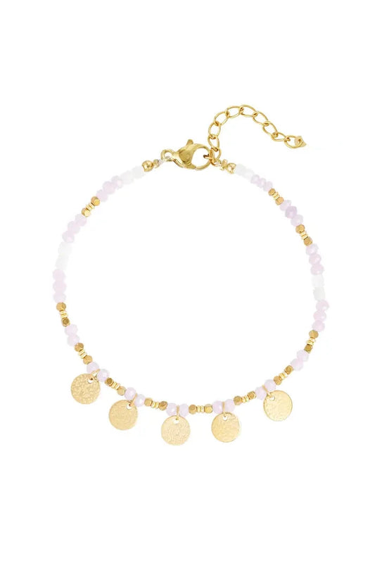 Bransoletka Na Nogę Ze Stali Chirurgicznej Mesini Premium PINK COIN