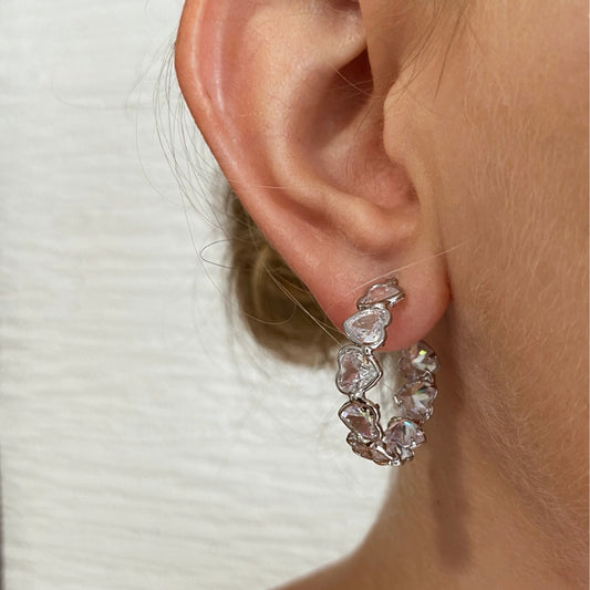 Kolczyki Ze Stali Chirurgicznej Srebrne Serduszka Cyrkonie