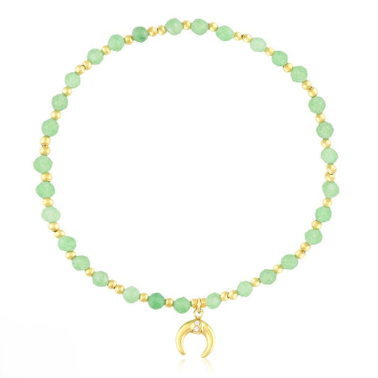 Bransoletka Ze Stali Chirurgicznej Mesini Zielona Koraliki Księżyc