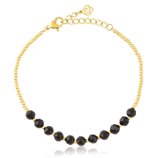 Bransoletka Ze Stali Chirurgicznej Mesini Czarne Koraliki