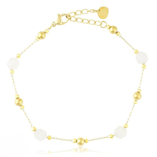 Bransoletka Ze Stali Chirurgicznej Mesini Koraliki Pudrowy Biel