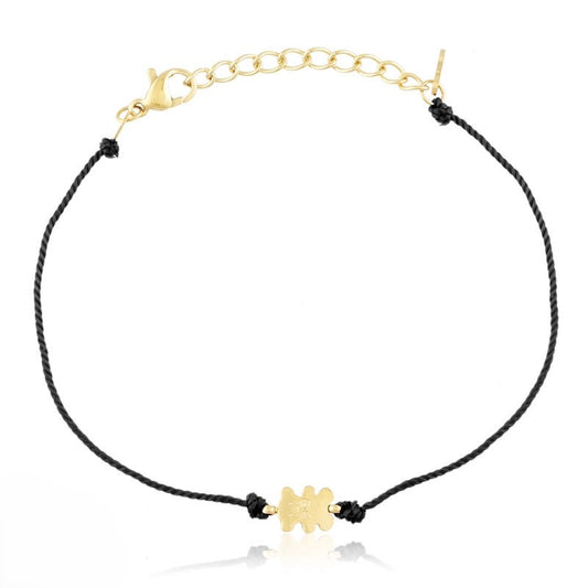 Bransoletka Ze Stali Chirurgicznej Mesini Czarny Rzemyk Miś