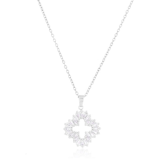 Naszyjnik Ze Stali Chirurgicznej Mesini Koniczynka Kryształki