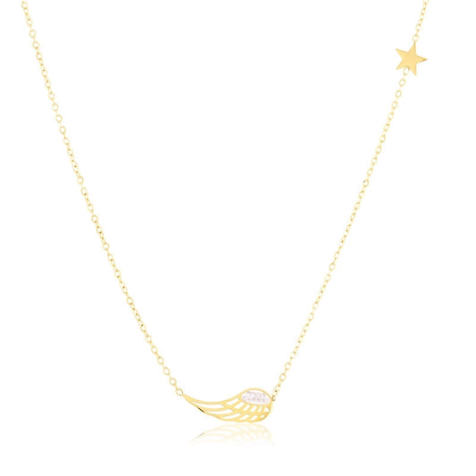 Naszyjnik Ze Stali Chirurgicznej Mesini Skrzydło Cyrkonie