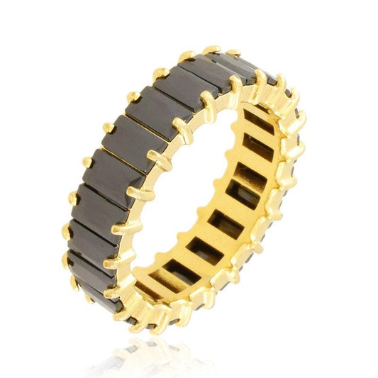 Pierścionek Ze Stali Chirurgicznej Mesini Obrączka Kryształki Czarne