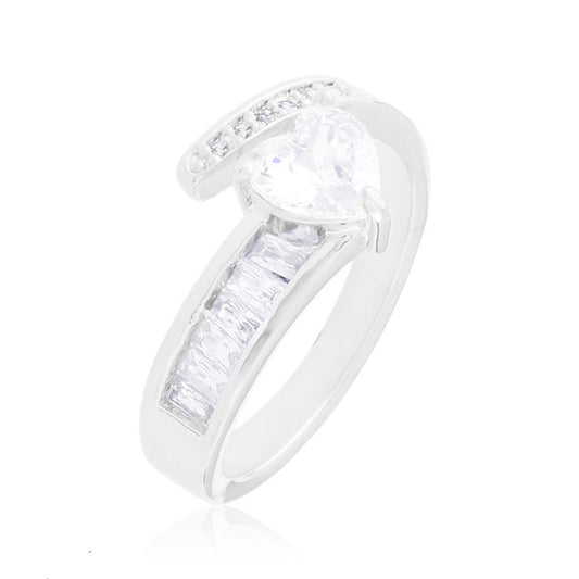 Pierścionek Ze Stali Chirurgicznej Mesini Cyrkonie Serce