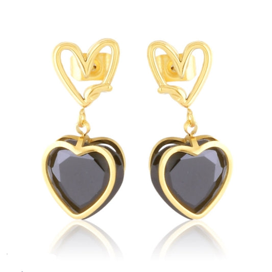 Kolczyki Ze Stali Chirurgicznej- Mesini Serduszko Czarne