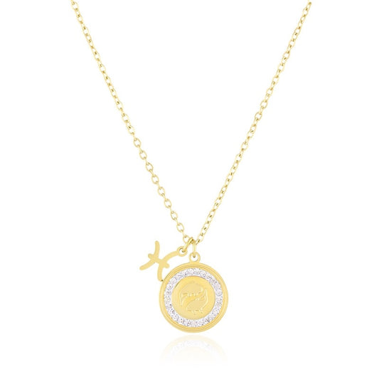 Naszyjnik Ze Stali Chirurgicznej Mesini Znak Zodiaku RYBY